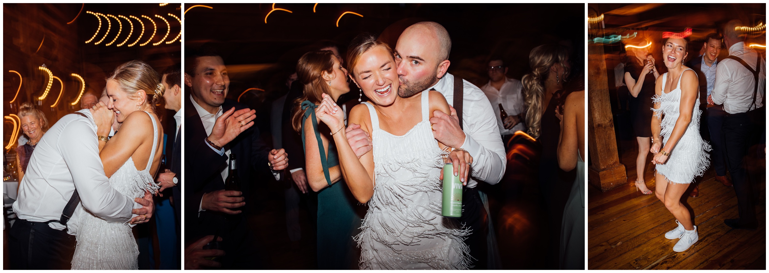 bride and groom dancing shots using direct flash and shutter drag at red lion inn cohasset ma